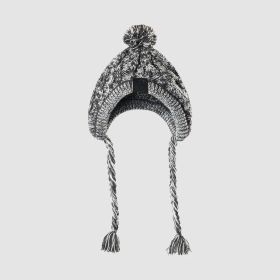 Fur Ball Warm And Windproof Fluffy Ball Knitting Method Dog Fighting Hat (Color: grey, size: L)